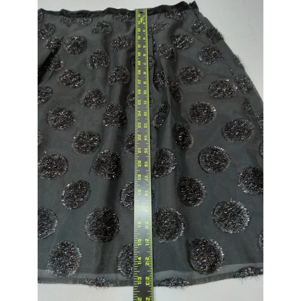 RSVP by Talbots Metallic Tinsel Polka Dot Skirt Women's 12P Black Whimsigoth NWT
